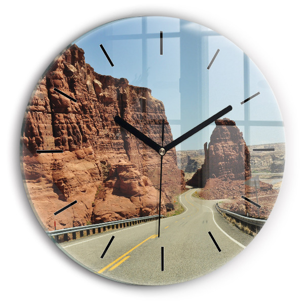 Wanduhr glas rund Die Route 66 in den USA