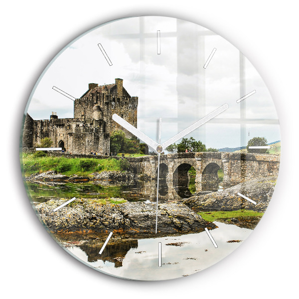 Wanduhr rund mit motiv Schloss Eilean Donan in Schottland