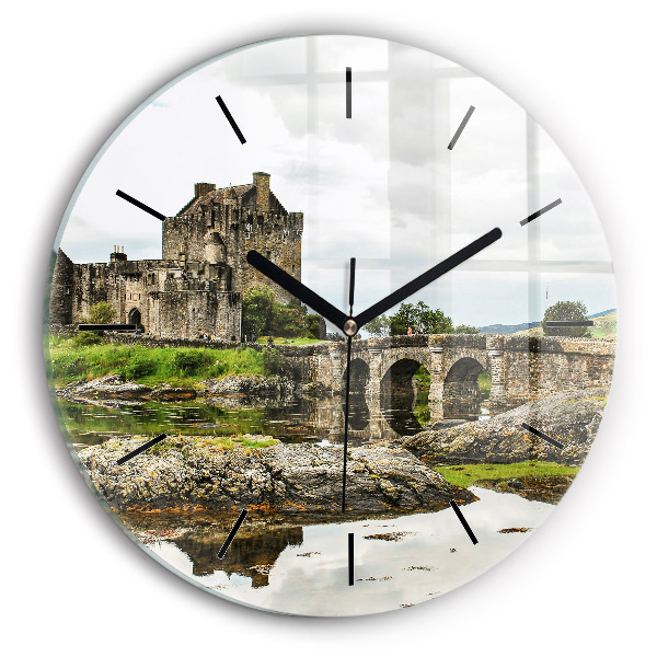 Wanduhr rund mit motiv Schloss Eilean Donan in Schottland