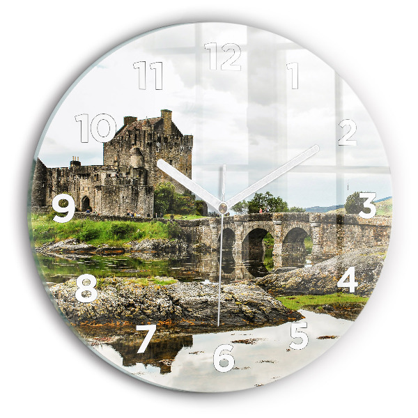 Wanduhr rund mit motiv Schloss Eilean Donan in Schottland