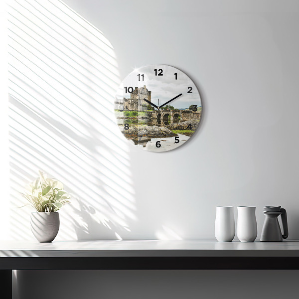 Wanduhr rund mit motiv Schloss Eilean Donan in Schottland