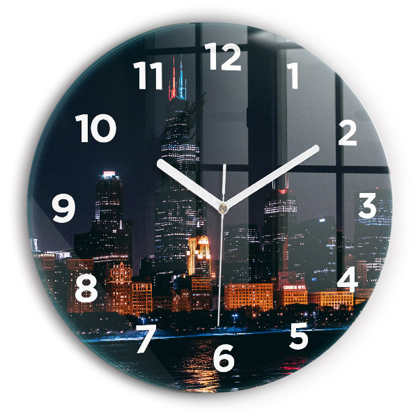 Wanduhr rund mit motiv Chicago Stadtbild