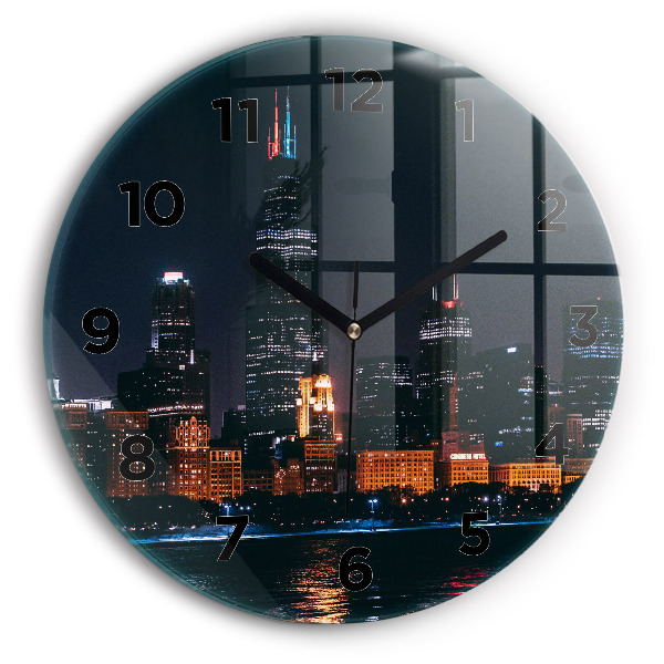 Wanduhr rund mit motiv Chicago Stadtbild