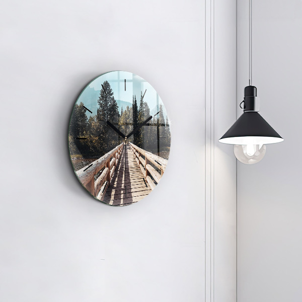 Wanduhr glas rund Berge im Yellowstone