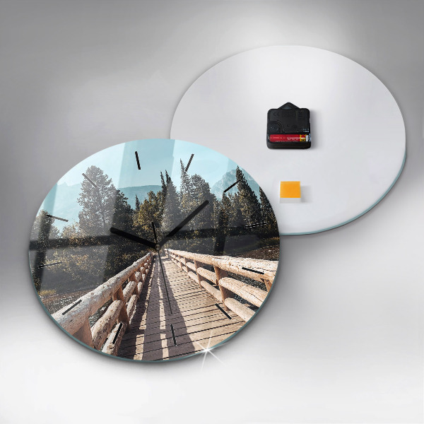 Wanduhr glas rund Berge im Yellowstone