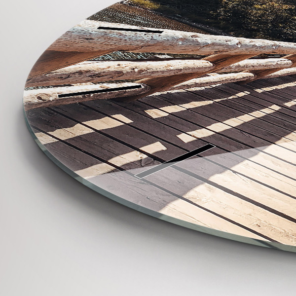 Wanduhr glas rund Berge im Yellowstone