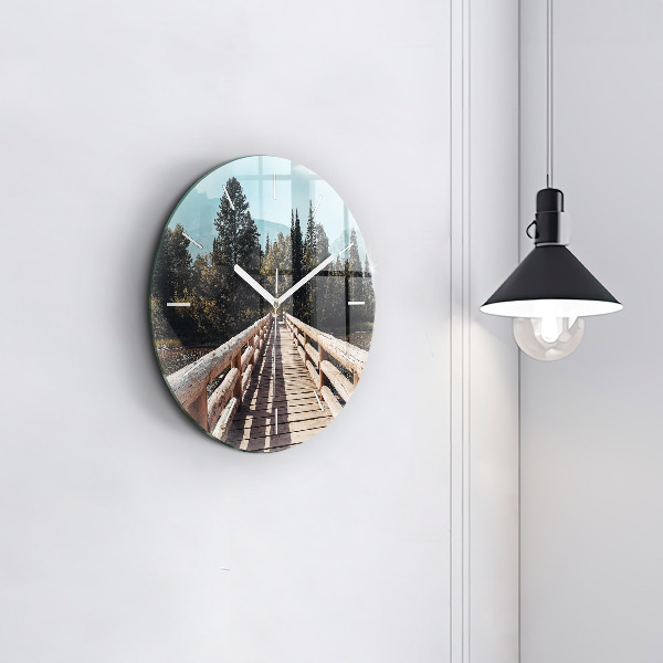 Wanduhr glas rund Berge im Yellowstone