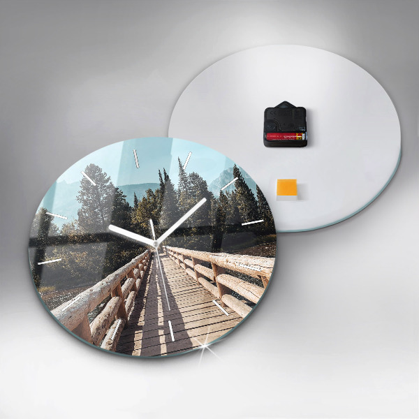 Wanduhr glas rund Berge im Yellowstone