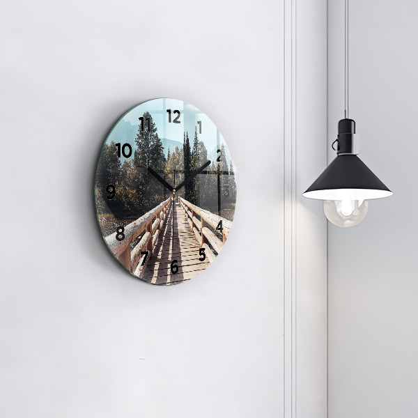 Wanduhr glas rund Berge im Yellowstone