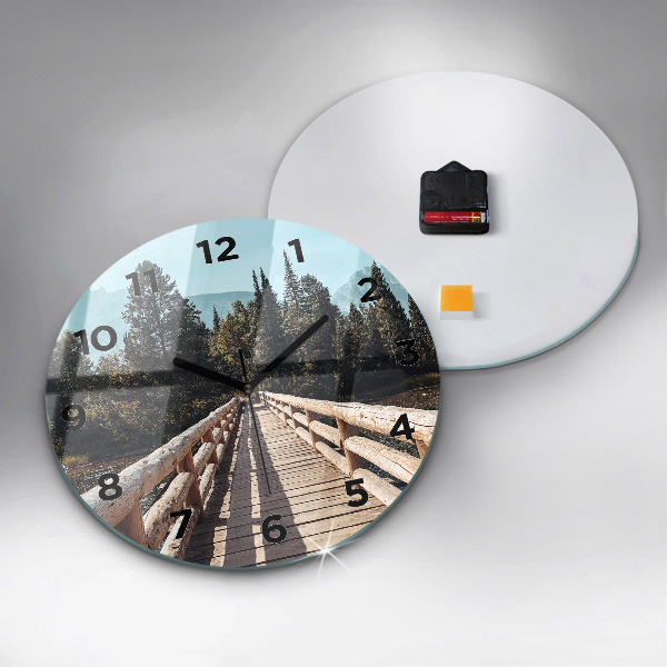 Wanduhr glas rund Berge im Yellowstone