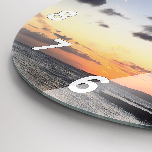 Wanduhr rund mit motiv Palme und Sonnenaufgang