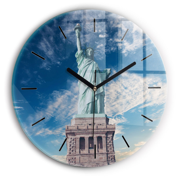 Wanduhr rund mit motiv Freiheitsstatue New York