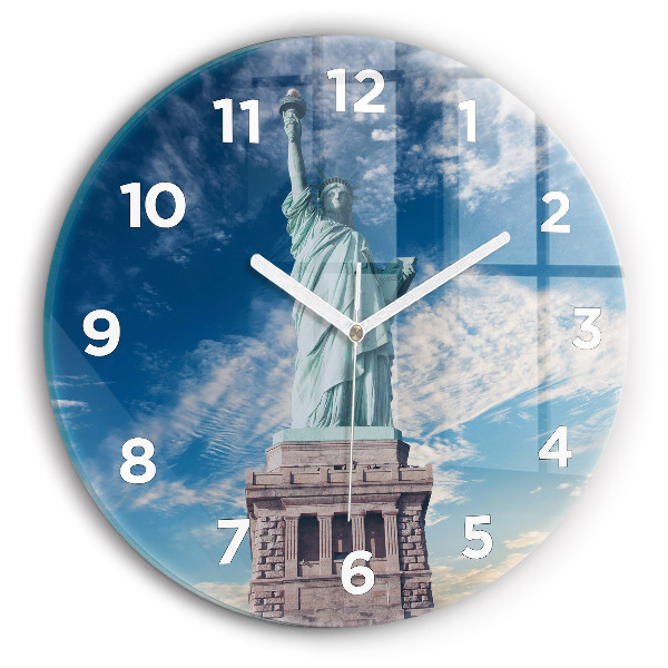 Wanduhr rund mit motiv Freiheitsstatue New York