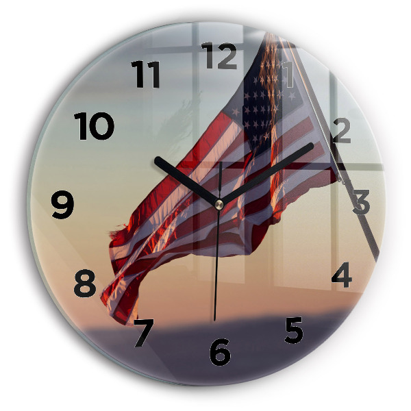 Wanduhr glas rund Die wehende US-Flagge