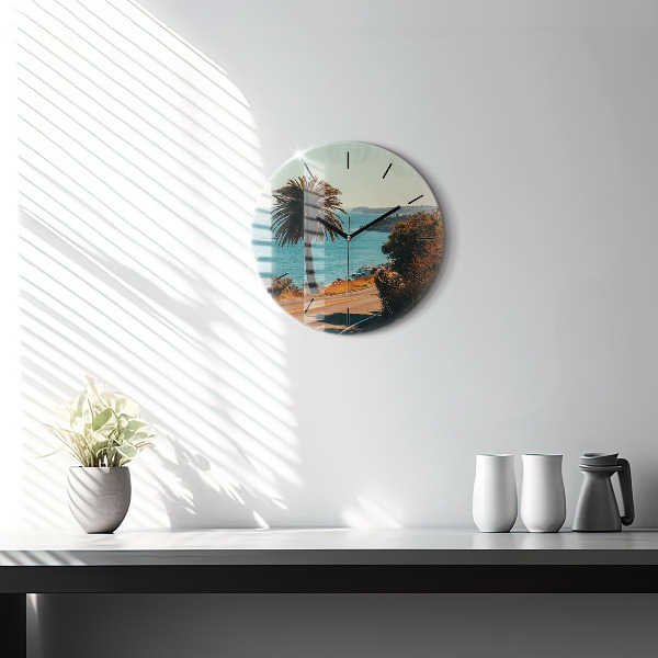 Wanduhr rund mit motiv Palmen in Malibu