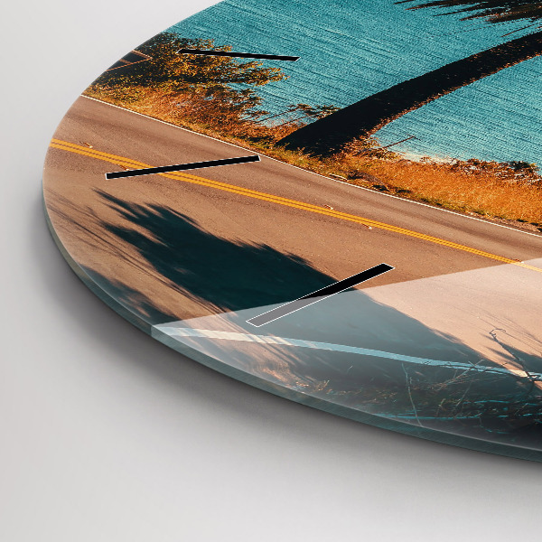 Wanduhr rund mit motiv Palmen in Malibu