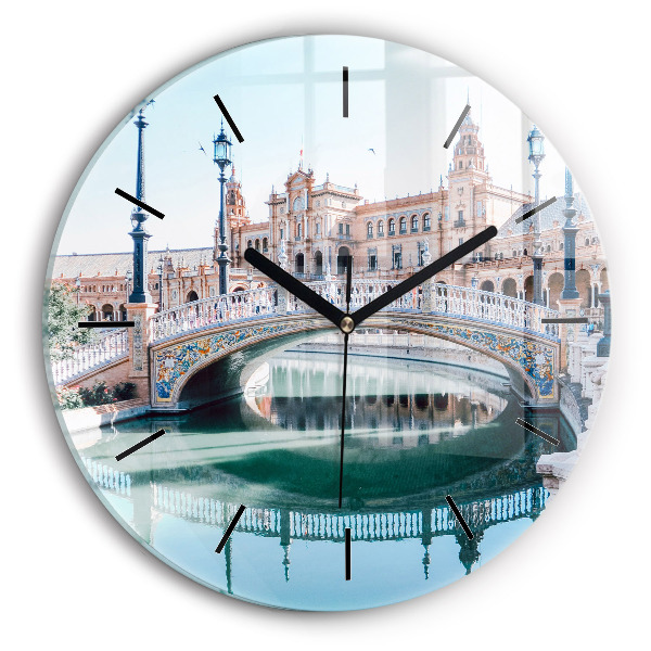 Wanduhr glas rund Spanischer Platz in Sevilla