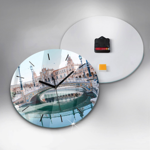 Wanduhr glas rund Spanischer Platz in Sevilla