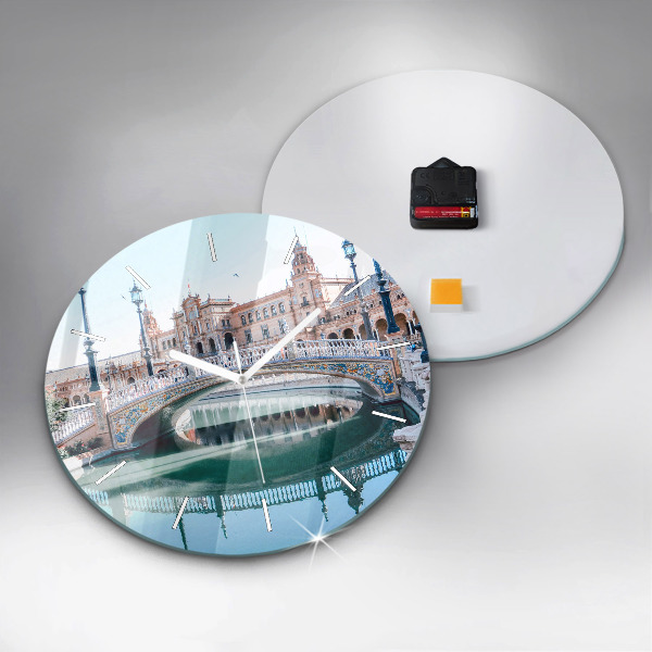 Wanduhr glas rund Spanischer Platz in Sevilla