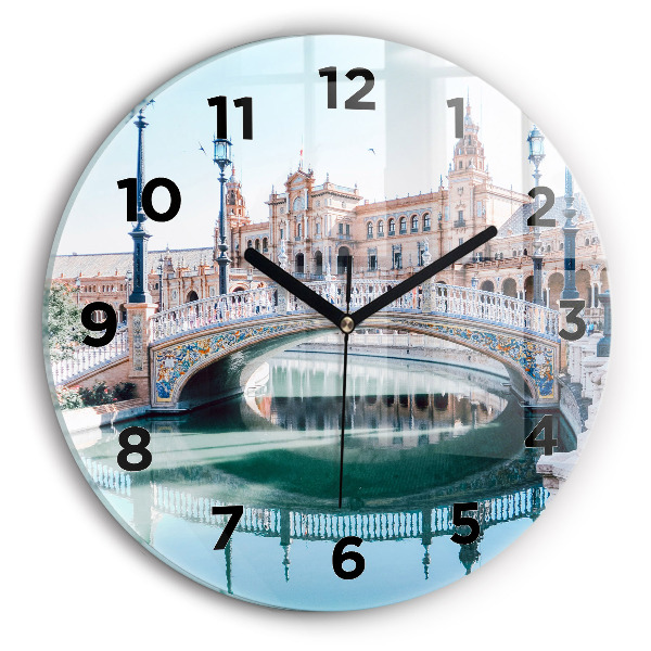 Wanduhr glas rund Spanischer Platz in Sevilla