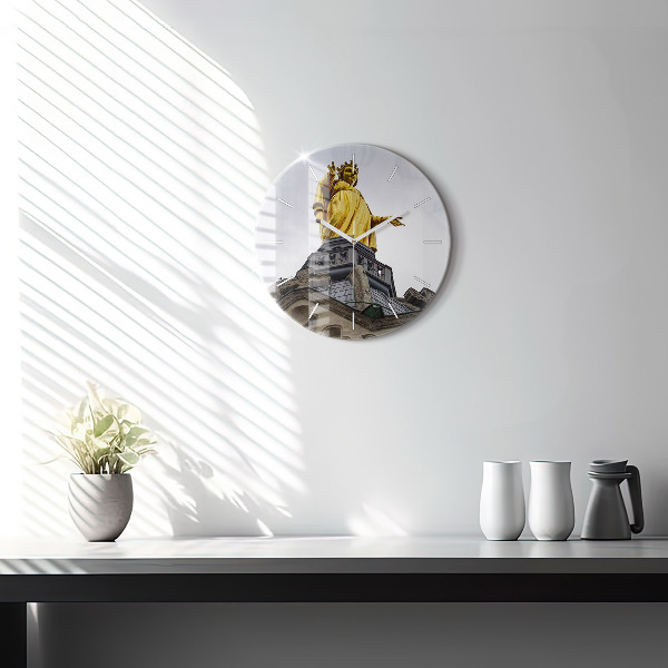 Wanduhr rund mit motiv Marienstatue in Lyon