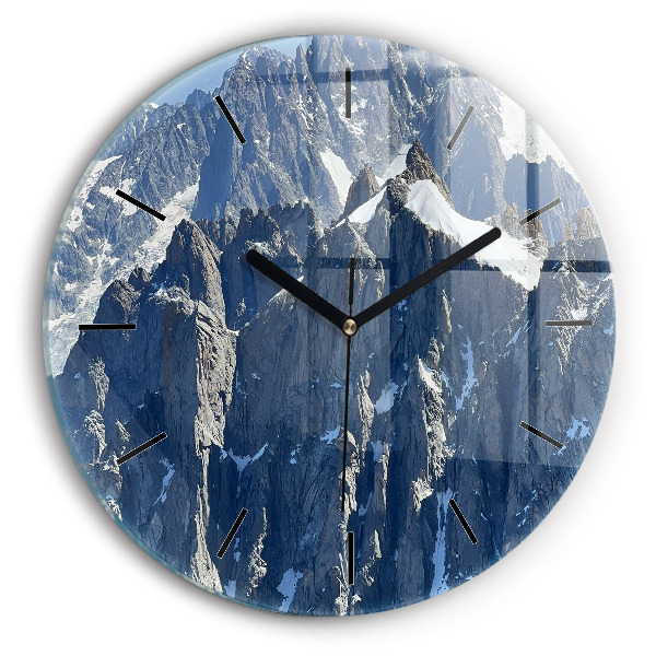 Wanduhr glas rund Die Alpen im Winter