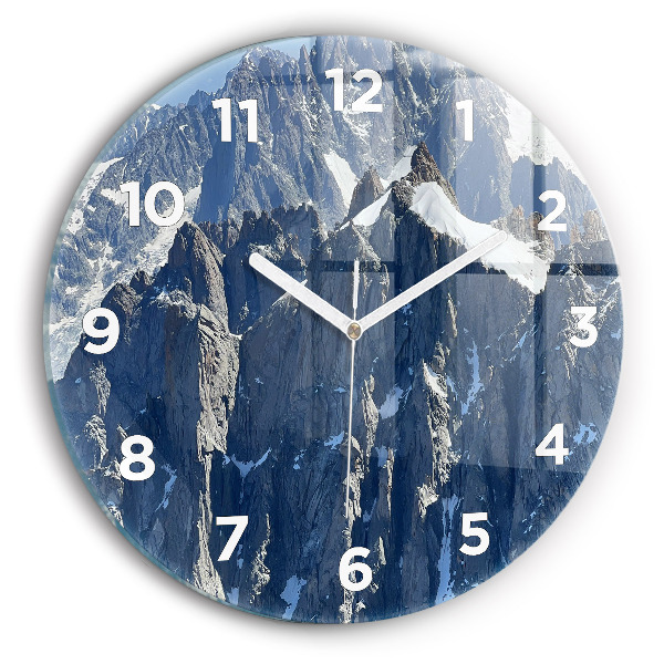 Wanduhr glas rund Die Alpen im Winter