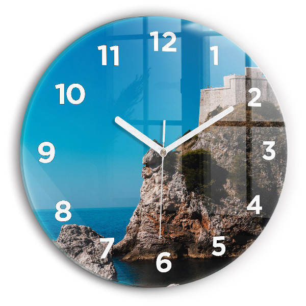 Wanduhr glas rund Klippen von Dubrovnik