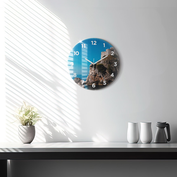 Wanduhr glas rund Klippen von Dubrovnik