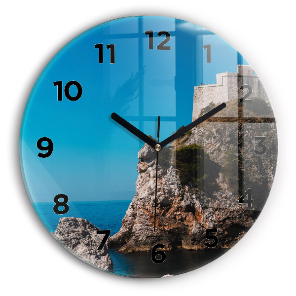 Wanduhr glas rund Klippen von Dubrovnik