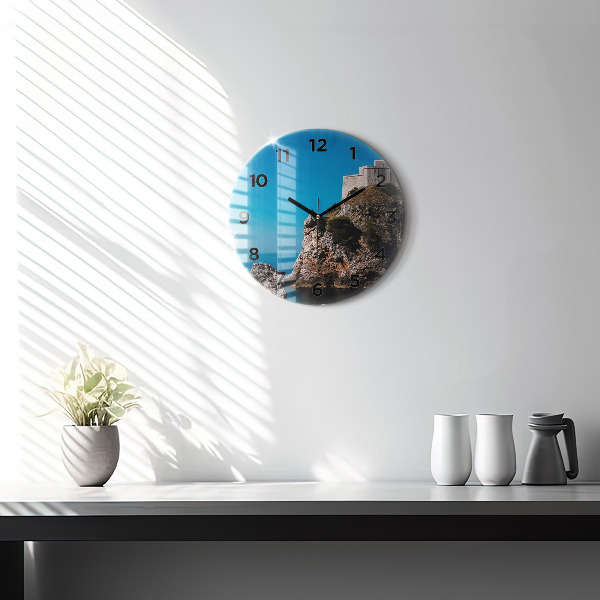 Wanduhr glas rund Klippen von Dubrovnik