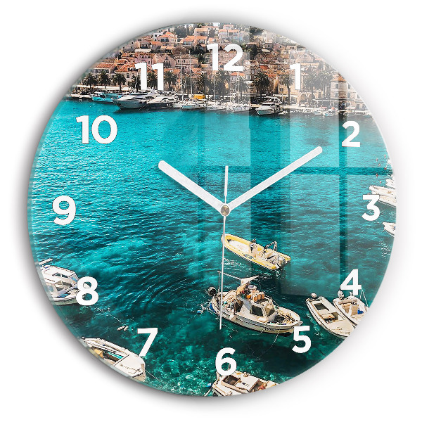 Wanduhr glas rund Boote in Kroatien