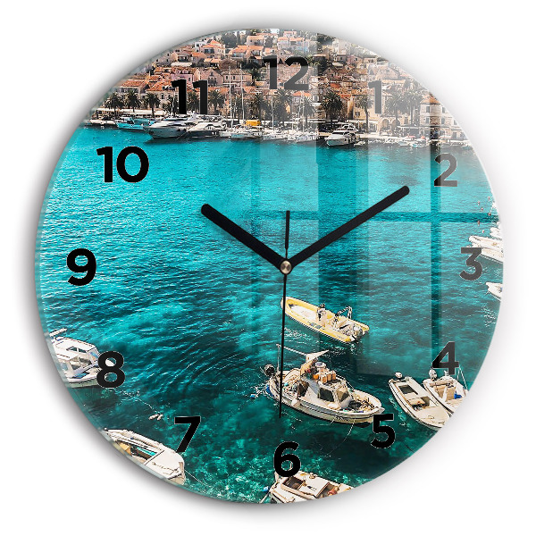 Wanduhr glas rund Boote in Kroatien