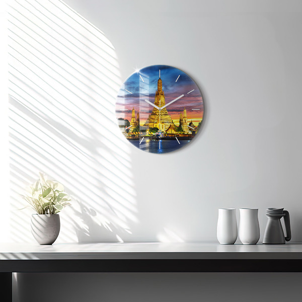 Wanduhr glas rund Tempel in Bangkok