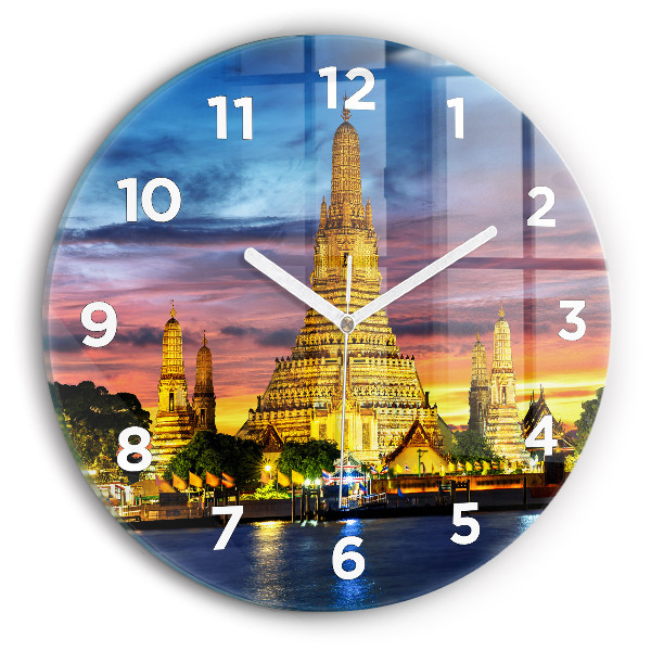 Wanduhr glas rund Tempel in Bangkok