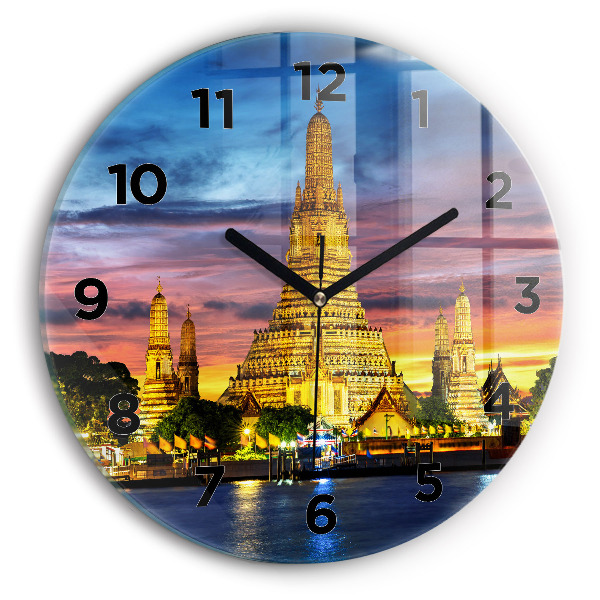 Wanduhr glas rund Tempel in Bangkok