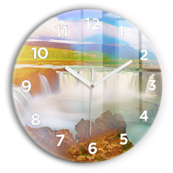 Wanduhr glas rund Godafoss in Island