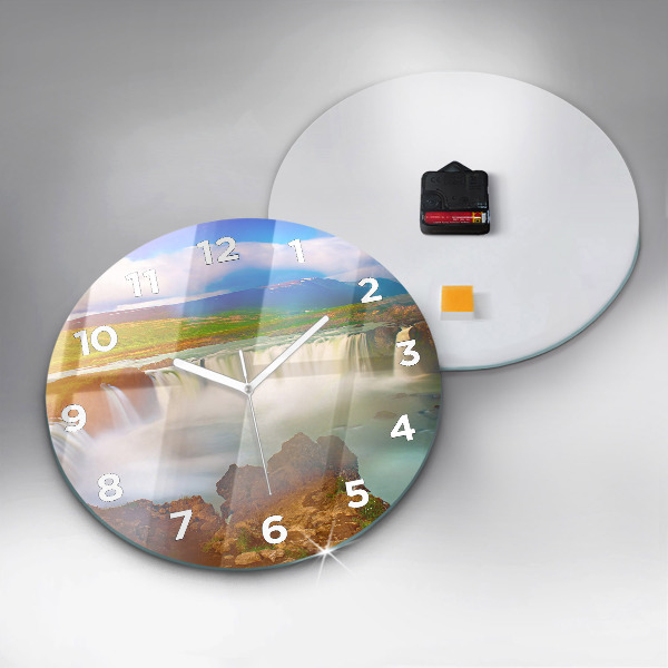 Wanduhr glas rund Godafoss in Island