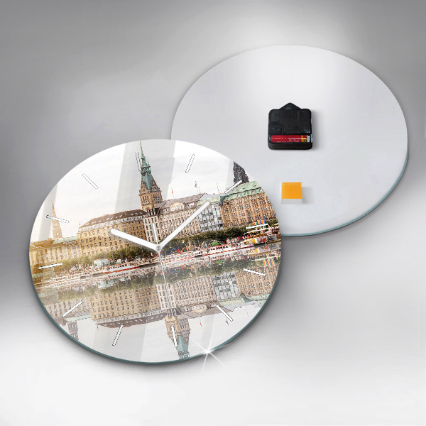 Wanduhr rund Hamburg Fluss Deutschland