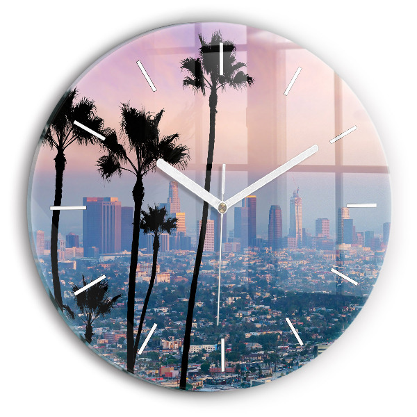 Wanduhr rund Sonnenuntergang in Los Angeles