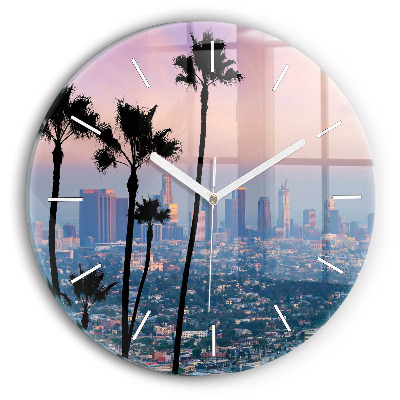 Wanduhr rund Sonnenuntergang in Los Angeles