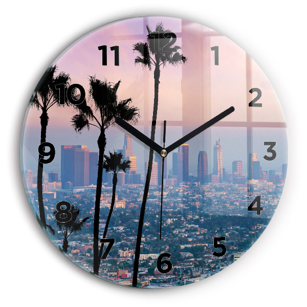 Wanduhr rund Sonnenuntergang in Los Angeles
