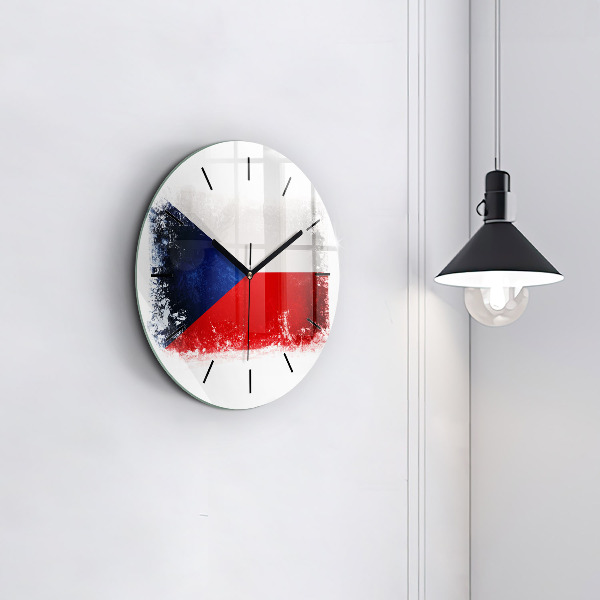 Wanduhr glas rund Flagge der Tschechischen Republik