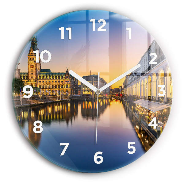 Wanduhr rund mit motiv Hamburger Rathaus