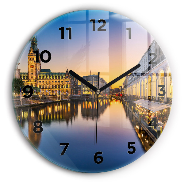 Wanduhr rund mit motiv Hamburger Rathaus