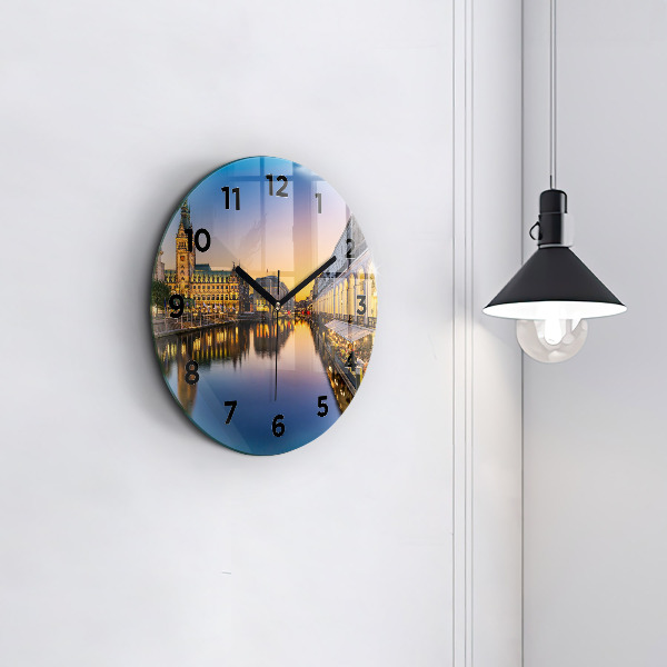 Wanduhr rund mit motiv Hamburger Rathaus