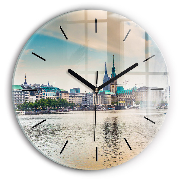 Wanduhr rund mit motiv Binnenalster in Hamburg