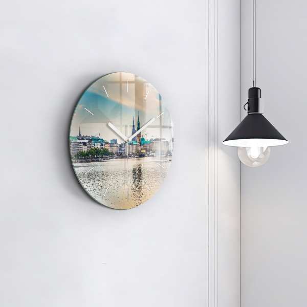 Wanduhr rund mit motiv Binnenalster in Hamburg