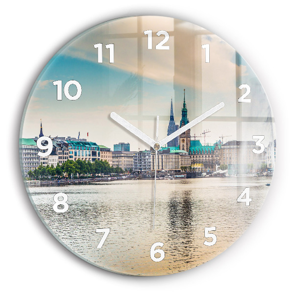 Wanduhr rund mit motiv Binnenalster in Hamburg