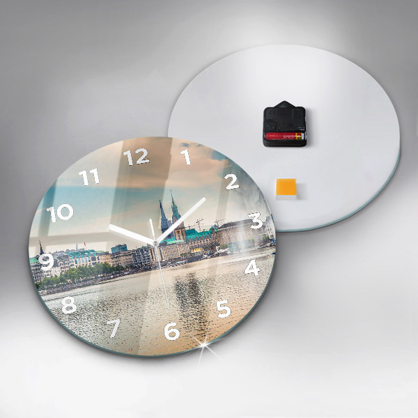 Wanduhr rund mit motiv Binnenalster in Hamburg